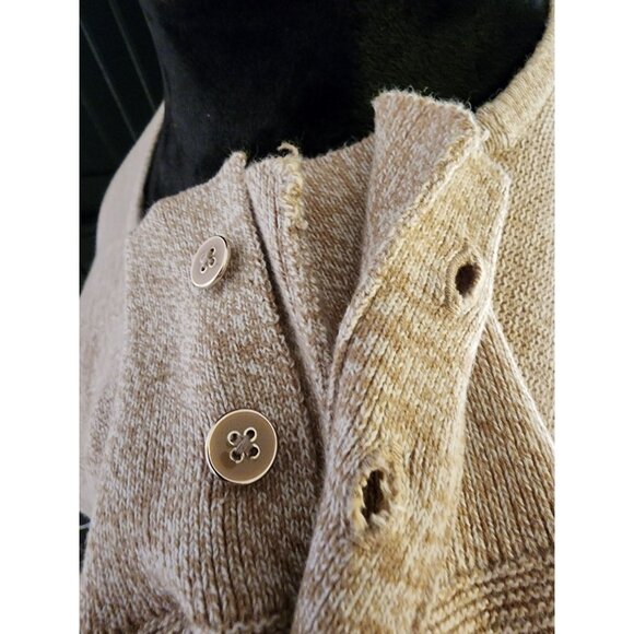 Rafaella Beige Sweater Womens Size Medium Button Detail 3/4 Sleeve - Picture 3 of 9